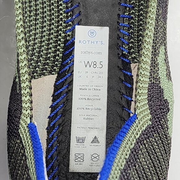 Rothy's The Point Olive Green Camo Retired Pointy Toe Ballet Flat Size 8.5 - Picture 7 of 10